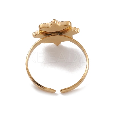 Ion Plating(IP) 304 Stainless Steel Open Cuff Finger Ring Cabochon Settings RJEW-G285-23G-1