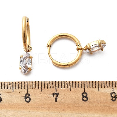 Ion Plating(IP) 304 Stainless Steel Micro Pave Cubic Zirconia Hoop Earrings STAS-R004-04G-02-1
