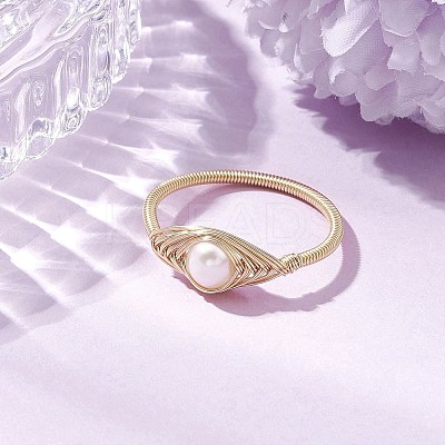 Horse Eye Natural Pearl Finger Rings RJEW-JR00844-01-1