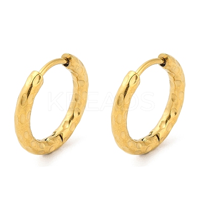 Ion Plating(IP) 304 Stainless Steel Textured Huggie Hoop Earrings EJEW-G374-02C-G-1
