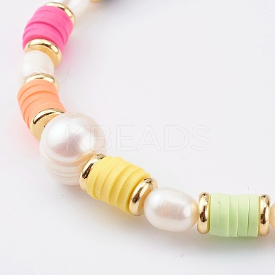 Polymer Clay Heishi Beaded Stretch Bracelets BJEW-JB06026-03-1