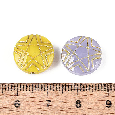 Flat Round with Star Glass Beads GLAA-T025-46M-1