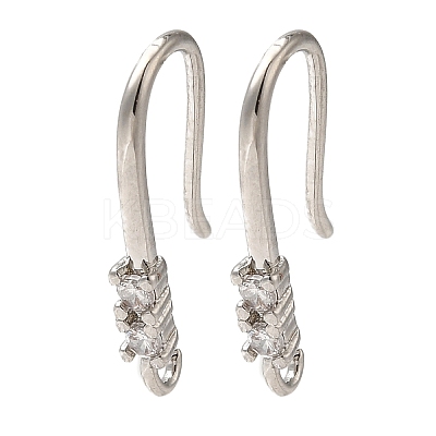 Rack Plating Brass Micro Pave Clear Cubic Zirconia Earring Hooks KK-A231-04P-1