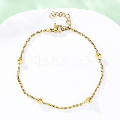 304 Stainless Steel Rope Chain Bracelets for Women BJEW-C094-04G-1