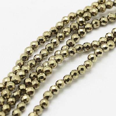 Round Non-magnetic Synthetic Hematite Beads Strands G-D617-4mm-27-1