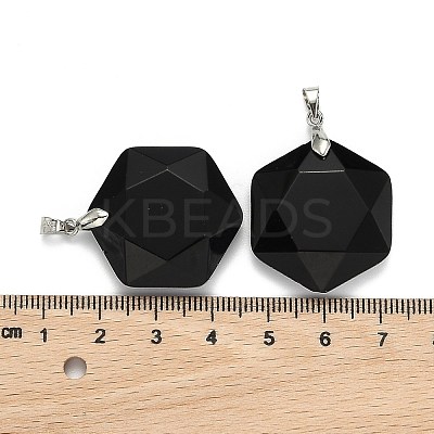 Natural Dyed & Heated Black Agate Pendants G-E487-95F-1