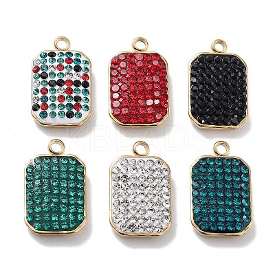Ion Plating(IP) Golden 304 Stainless Steel Rhinestone Pendants STAS-P339-05G-1