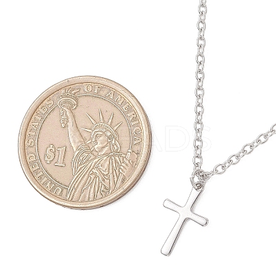 304 Stainless Steel Cross Pendant Cable Chain Necklaces NJEW-JN05844-1