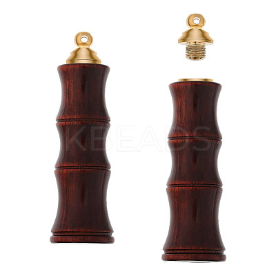 Wood Bamboo Joint Shaped Perfume Bottle Big Pendants WOOD-WH0001-09-1