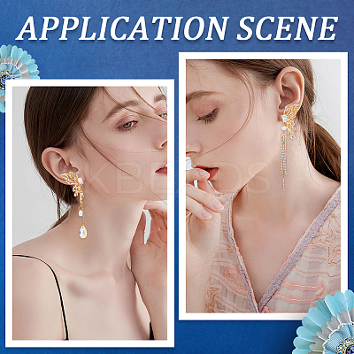 4Pcs 2 Style Brass Pave Clear Cubic Zirconia Butterfly Stud Earring Findings DIY-CN0002-73-1