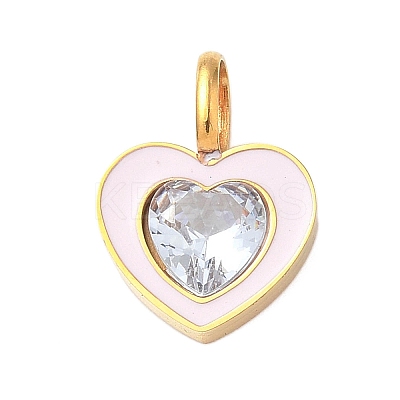 304 Stainless Steel Micro Pave Cubic Zirconia Pendants STAS-D364-03G-1