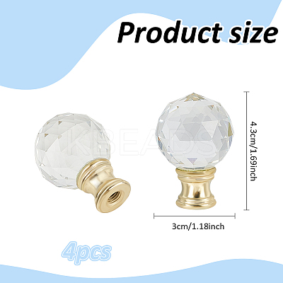 Glass Crystal Lamp Finials with Iron Finish Base FIND-WH0148-176B-1