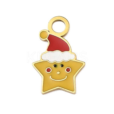 Christmas 304 Stainless Steel Enamel Charms STAS-I356-02G-03-1