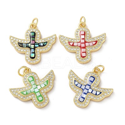 Brass Micro Pave Cubic Zirconia Pendants KK-C045-21G-1