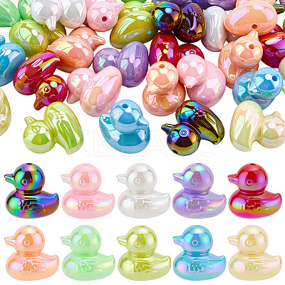 40Pcs 10 Colors UV Plating Opaque Acrylic Beads OACR-PH0004-69-1
