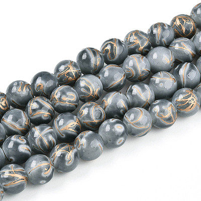 Baking Paint Glass Beads Strands DGLA-N010-10mm-09-1