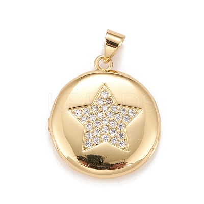 Brass Micro Pave Cubic Zirconia Locket Pendants KK-A161-43B-G-1