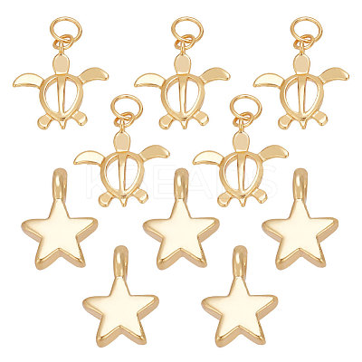 30Pcs 2 Sytles Rack Plating Brass Pendants KK-AR0003-10-1