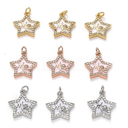 Brass Clear Cubic Zirconia Pendants KK-B028-05-B-1