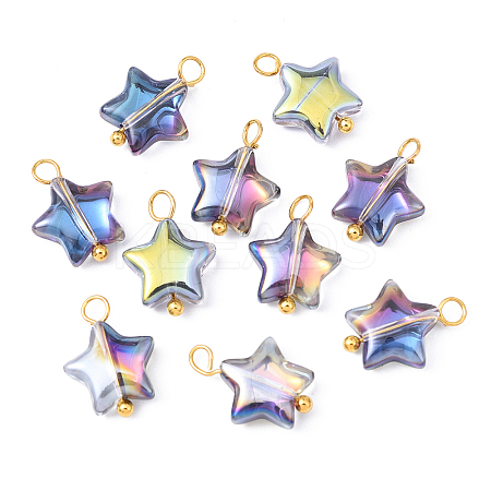 10Pcs Glass Pendants PALLOY-YW00065-06-1