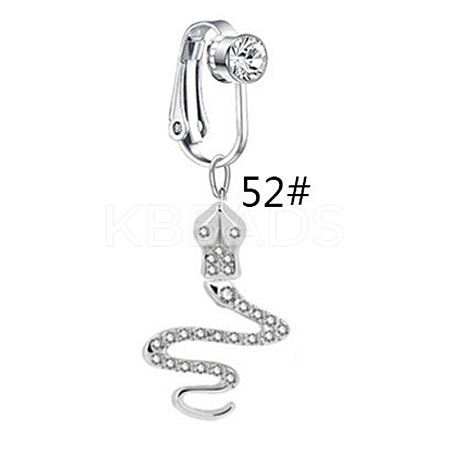 304 Stainless Steel Pave Clear Cubic Zirconia Clip on Belly Rings FS-WGD716D-04-1