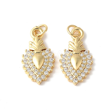 Brass Micro Pave Clear Cubic Zirconia Pendants ZIRC-I071-06G-1