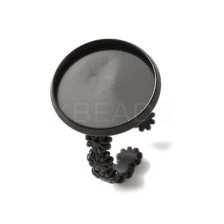 Flower 304 Stainless Steel Cuff Ring Components STAS-P454-05E-B-1