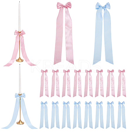 24Pcs 2 Colors Polyester Bowknot for Candle Decoration HJEW-AR00027-1