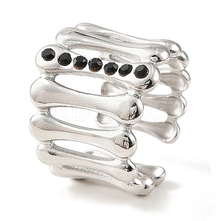 304 Stainless Steel Open Cuff Ring for Women RJEW-F166-04P-01-1