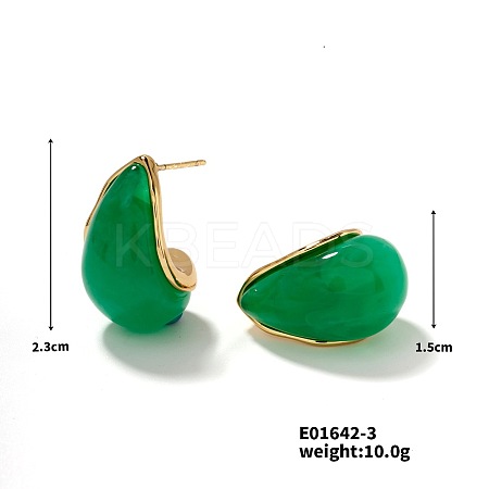 Cute 304 Stainless Steel Vintage Teardrop Geometric Stud Earrings for Women WI0864-3-1