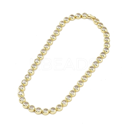 BrassMicro Pave Cubic Zirconia Chain Necklaces NJEW-L170-10G-1