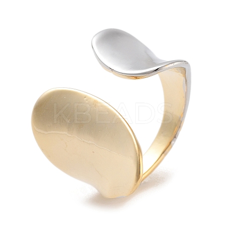 Brass Wide Open Cuff Ring for Women RJEW-C102-16GP-1