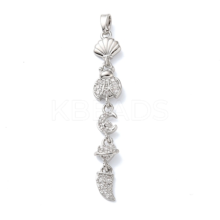 Brass Micro Pave Clear Cubic Zirconia Pendants LS-KK-D101-01A-P-1