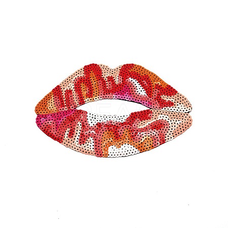 Lip Computerized Embroidery Cloth Iron On Patches FIND-WH0094-16A-01-1
