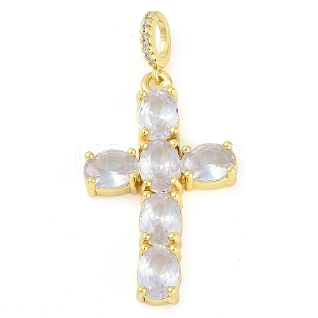 Rack Plating Brass Cubic Zirconia European Dangle Charms KK-P287-47G-03-1