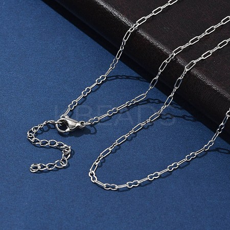 304 Stainless Steel Peanut Link Chain Necklaces for Women NJEW-U050-03P-1