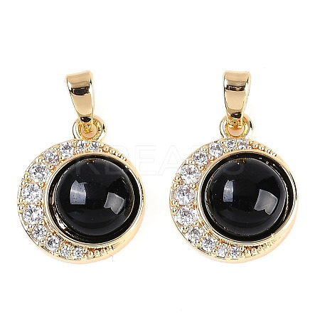 Brass Micro Pave Cubic Zirconia Pendants KK-U043-56G-1