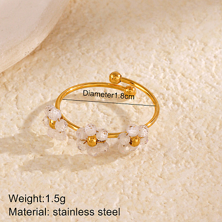 Flower 304 Stainless Steel with Cubic Zirconia Cuff Rings for Women FS-WG31CBD-01-1