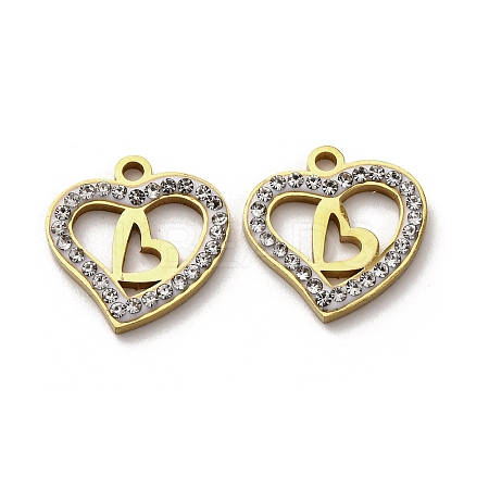 304 Stainless Steel Clay Rhinestone Pendants STAS-P406-17B-G-1
