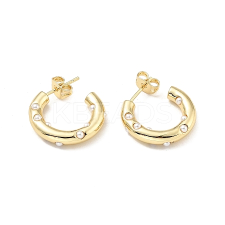 Acrylic Pearl C-shape Stud Earrings LS-EJEW-G288-38G-1
