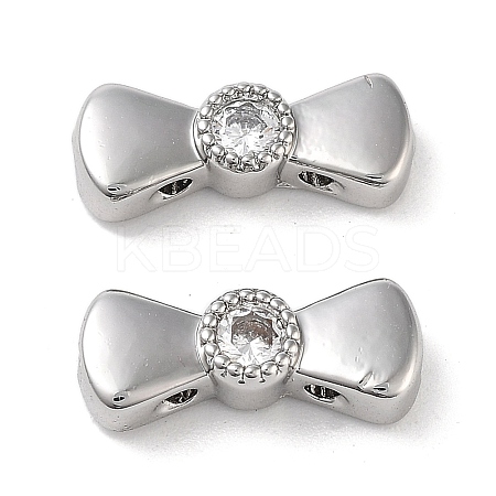 Brass Pave Clear Cubic Zirconia Bowknot Multi-Strand Links KK-B102-37A-01P-1