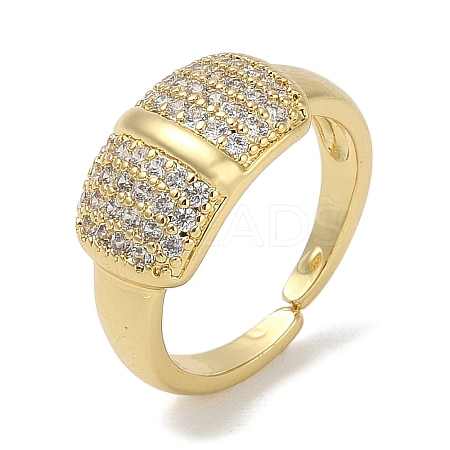 Rack Plating Brass Micro Pave Cubic Zirconia Cuff Finger Rings for Women RJEW-C114-15D-G-1
