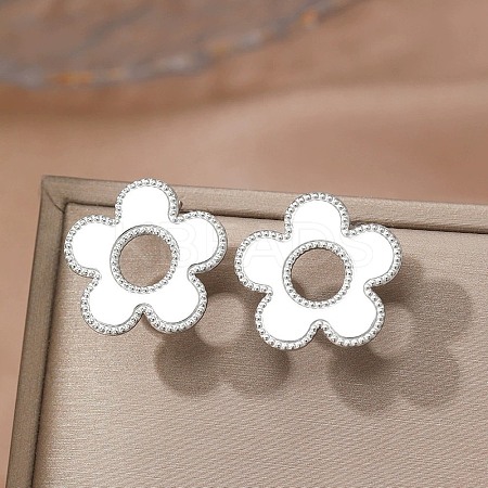 304 Stainless Steel Flower Stud Earrings EJEW-F398-02P-1