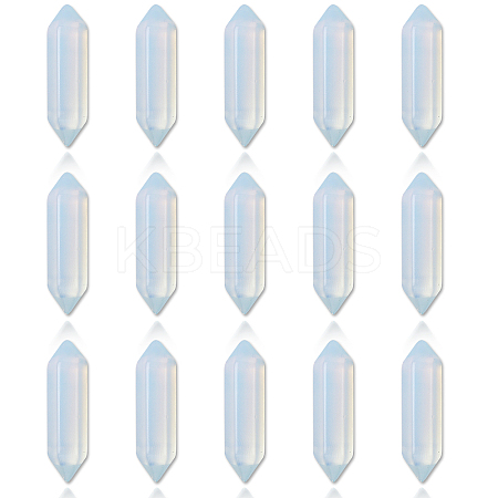 CHGCRAFT Faceted Bullet Opalite Double Terminated Pointed Beads G-CA0001-57-1