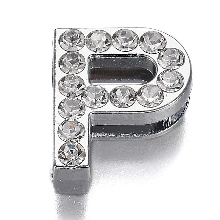 Alloy Letter Slide Charms RB-F034-01P-P-RS-1