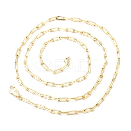 925 Sterling Silver Paperclip Chain Necklace NJEW-I124-004-1