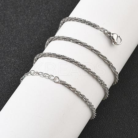 Brass Sterling Silver Chains Necklaces for Women NJEW-D302-25P-1