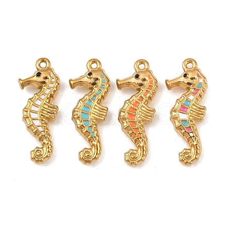 304 Stainless Steel Enamel Pendants STAS-C150-06A-G-1