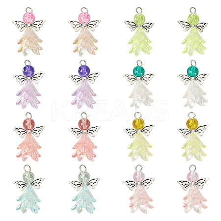 32Pcs 8 Colors Acrylic & Glass Pendants PALLOY-TAC0175-1