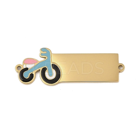 304 Stainless Steel Light Sky Blue Enamel Vehicle Connector Charms STAS-P377-13G-B-1